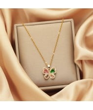 Charming Zircon Butterfly Pendant Titanium Steel Wholesale Women Collarbone Necklace