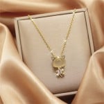 Dazzling Zircon Cute Cat Pendant Titanium Steel Wholesale Women Collarbone Necklace