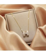 Radiant Zircon Alphabet H Pendant Titanium Steel Wholesale Women Collarbone Necklace