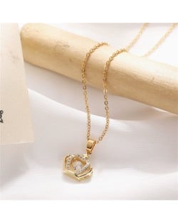 Delicate Zircon Crown Pendant Titanium Steel Wholesale Women Collarbone Necklace