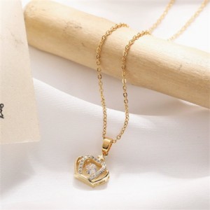 Delicate Zircon Crown Pendant Titanium Steel Wholesale Women Collarbone Necklace