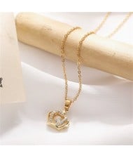 Delicate Zircon Crown Pendant Titanium Steel Wholesale Women Collarbone Necklace