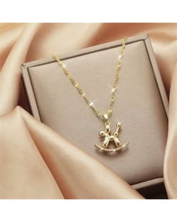 Cute Zircon Toy Dog Pendant Titanium Steel Wholesale Women Collarbone Necklace