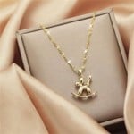 Cute Zircon Toy Dog Pendant Titanium Steel Wholesale Women Collarbone Necklace