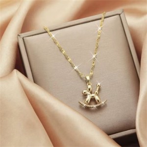 Cute Zircon Toy Dog Pendant Titanium Steel Wholesale Women Collarbone Necklace