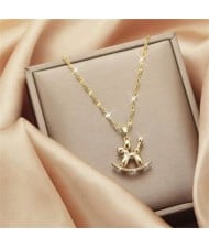 Cute Zircon Toy Dog Pendant Titanium Steel Wholesale Women Collarbone Necklace