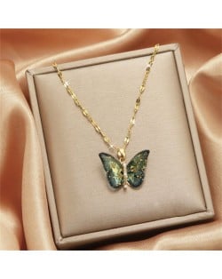 Alluring Zircon Butterfly Pendant Titanium Steel Wholesale Women Collarbone Necklace