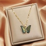 Alluring Zircon Butterfly Pendant Titanium Steel Wholesale Women Collarbone Necklace