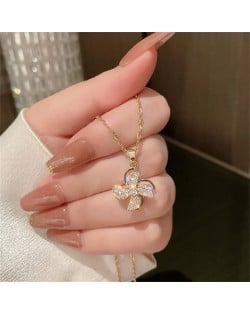 Glamorous Zircon Windmill Pendant Titanium Steel Wholesale Women Collarbone Necklace