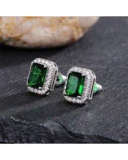 Sparkling Square Halo Zircon Stud Earrings Wholesale Women Fashion Earrings