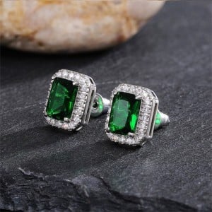 Sparkling Square Halo Zircon Stud Earrings Wholesale Women Fashion Earrings