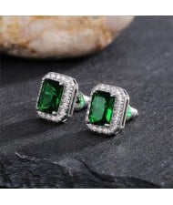 Sparkling Square Halo Zircon Stud Earrings Wholesale Women Fashion Earrings