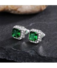 Sparkling Square Halo Zircon Stud Earrings Wholesale Women Fashion Earrings