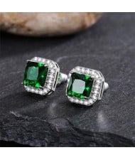 Sparkling Square Halo Zircon Stud Earrings Wholesale Women Fashion Earrings