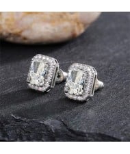 Sparkling Square Halo Zircon Stud Earrings Wholesale Women Fashion Earrings