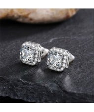 Sparkling Square Halo Zircon Stud Earrings Wholesale Women Fashion Earrings