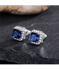 Sparkling Square Halo Zircon Stud Earrings Wholesale Women Fashion Earrings