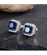 Sparkling Square Halo Zircon Stud Earrings Wholesale Women Fashion Earrings