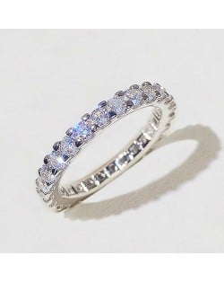 Sparkling Eternity Zircon Band Copper Wholesale Women Wedding Ring - Platinum