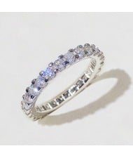 Sparkling Eternity Zircon Band Copper Wholesale Women Wedding Ring - Platinum