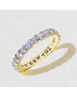 Sparkling Eternity Zircon Band Copper Wholesale Women Wedding Ring - Gold