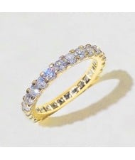 Sparkling Eternity Zircon Band Copper Wholesale Women Wedding Ring - Gold