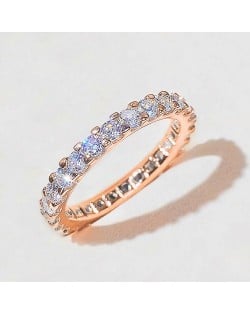 Sparkling Eternity Zircon Band Copper Wholesale Women Wedding Ring - Rose Gold