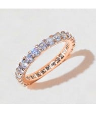 Sparkling Eternity Zircon Band Copper Wholesale Women Wedding Ring - Rose Gold