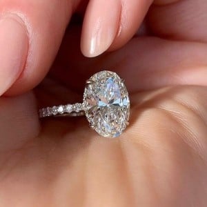 Elegant Oval Zircon Solitaire Copper Wholesale Women Wedding Ring - Platinum