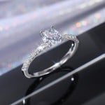 Classic 6-Prong Zircon Solitaire Copper Wholesale Women Wedding Ring - Platinum