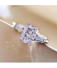 Chic Square Zircon Solitaire Copper Wholesale Women Wedding Ring - White