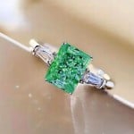 Chic Square Zircon Solitaire Copper Wholesale Women Wedding Ring - Green