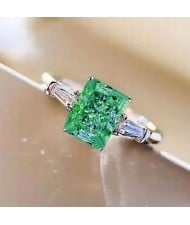 Chic Square Zircon Solitaire Copper Wholesale Women Wedding Ring - Green