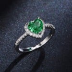 Sweet Peach Heart Zircon Copper Wholesale Women Wedding Ring - Green