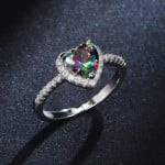 Sweet Pink Peach Heart Zircon Copper Wholesale Women Wedding Ring - Multicolor