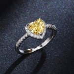 Sweet White Peach Heart Zircon Copper Wholesale Women Wedding Ring - Yellow