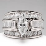 Elegant Marquise Zircon Solitaire Copper Wholesale Women Wedding Ring - Platinum