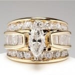 Elegant Marquise Zircon Solitaire Copper Wholesale Women Wedding Ring - Gold