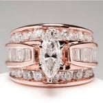Elegant Marquise Zircon Solitaire Copper Wholesale Women Wedding Ring - Rose Gold