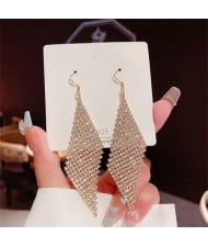Sparkling Golden Diamond Mesh Cubic Zirconia Long Copper Wholesale Women Tassel Earrings