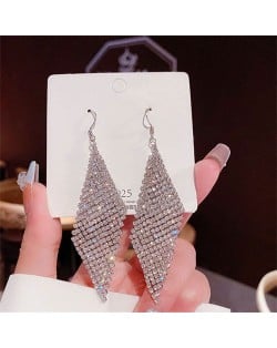 Sparkling Silver Diamond Mesh Cubic Zirconia Long Copper Wholesale Women Tassel Earrings