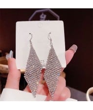 Sparkling Silver Diamond Mesh Cubic Zirconia Long Copper Wholesale Women Tassel Earrings