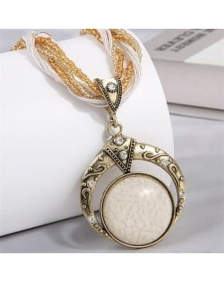 Bohemian Round Dream Catcher Crackle Stone Beaded Alloy Wholesale Women Necklace