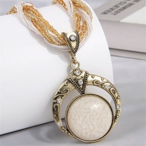 Bohemian Round Dream Catcher Crackle Stone Beaded Alloy Wholesale Women Necklace