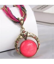 Bohemian Round Dream Catcher Crackle Stone Beaded Alloy Wholesale Women Necklace