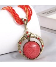 Bohemian Round Dream Catcher Crackle Stone Beaded Alloy Wholesale Women Necklace