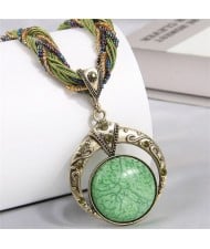 Bohemian Round Dream Catcher Crackle Stone Beaded Alloy Wholesale Women Necklace