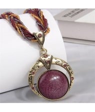 Bohemian Round Dream Catcher Crackle Stone Beaded Alloy Wholesale Women Necklace
