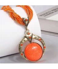 Bohemian Round Dream Catcher Crackle Stone Beaded Alloy Wholesale Women Necklace