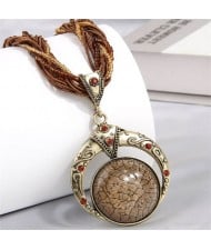 Bohemian Round Dream Catcher Crackle Stone Beaded Alloy Wholesale Women Necklace
